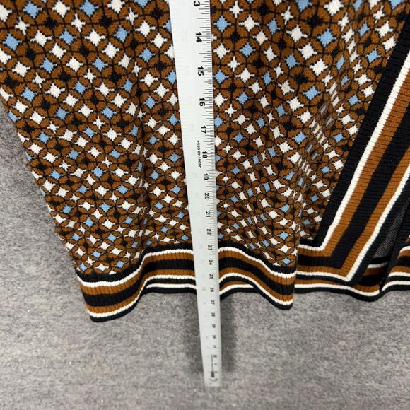 Nine West Women L Large Brown Geometric Pencil Midi Rayon Pull On Mid Rise - Picture 4 of 7